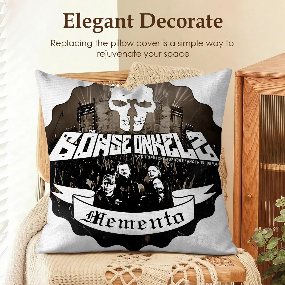 Band B-Bohse Onkelz Cushion Cover Natural Linen Organic Fabric Double-Sided Printing Sofa Home Decor Gift Pillow Case