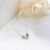 Korean Style 925 Sterling Silver Rainbow Heart Necklace – Elegant Women's Collarbone Chain