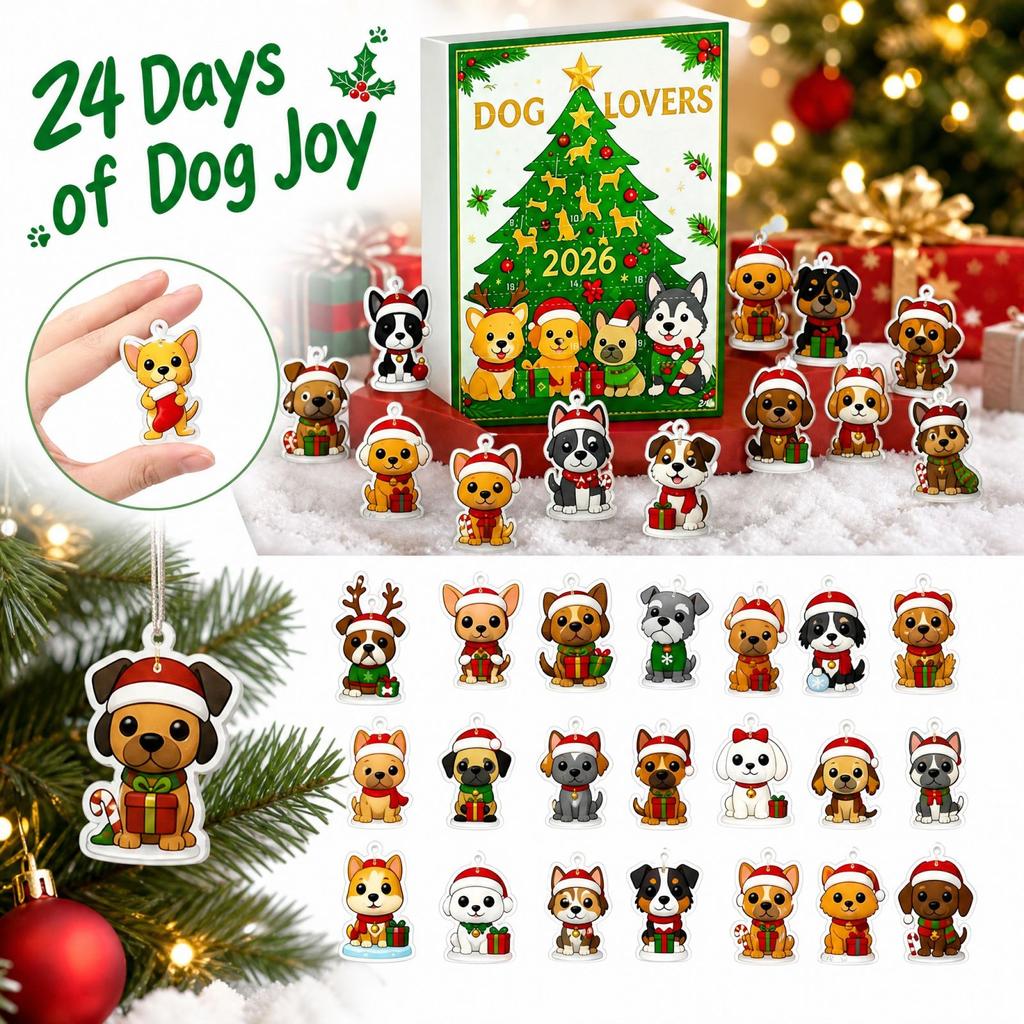 Dog Lovers Christmas Tree Ornament - 2D Design Cute Holiday Decoration