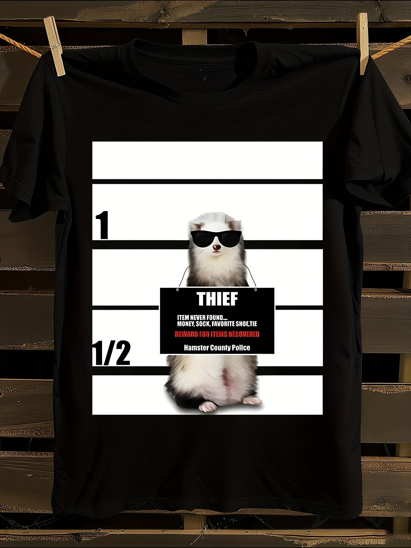 Funny Ferret Thief Mugshot Tshirt XXL