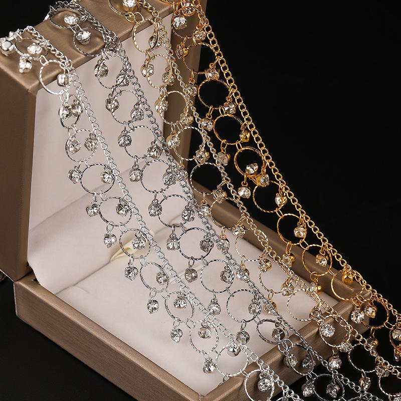 1M Copper Chain with Rhinestone Beads Pendant Diy Bracelet Necklace for Jewelry Making Supplies Headwear Hair Accessories Chain