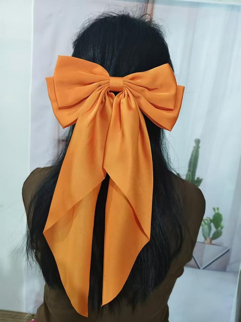 Women New Bow Hair Clip Women Large Bowknot Satin Hairpin Barrettes Girls Solid Color Ponytail Clip Hair Accessories