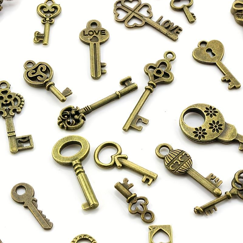 100-delars vintage nyckelhängen - olika antika bronsmetallhängen, utsökt designade, lämpliga för gör-det-själv-smyckestillverkning och bröllopsfestpresenter