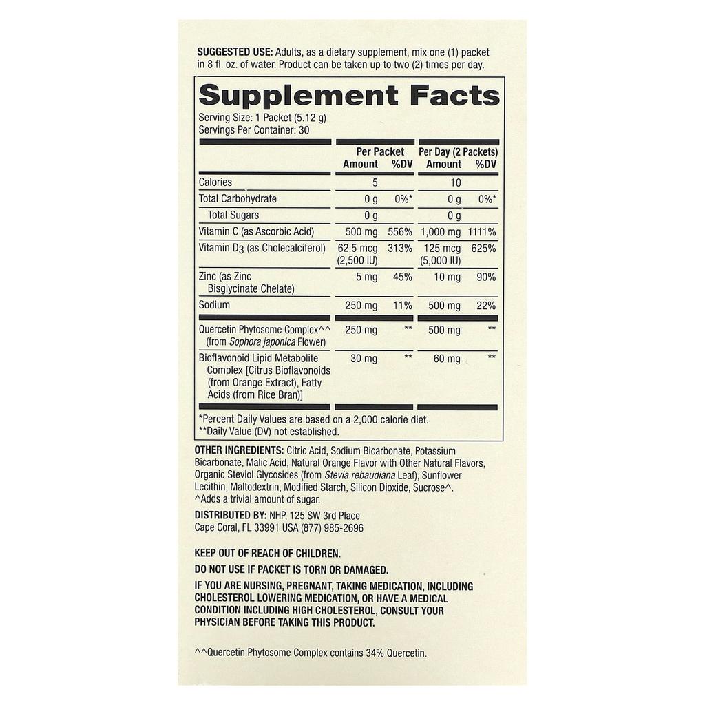 Dr. Mercola Vitamin C-Pak mit Quercetin, Natürliche Orange, 500 mg, 30 Päckchen, 5,12 g (0.18Oz) Jeder