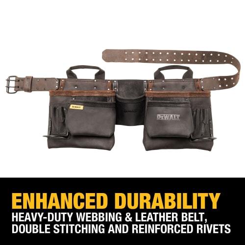 DeWalt Tool Belt, Apron with 11 Pockets, 2 Handles, Leather (DWST550112)