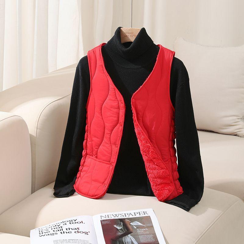 Down cotton vest women's velvet thickened new slim-fit short thermal liner collar bottomed light vest