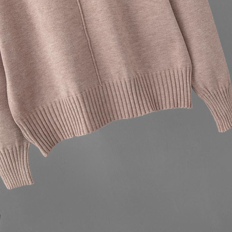 Candy Color Knitted 2 Piece Sets Women Turtleneck Knitwears Sweater Pullover Tops High Waist Casual Harem Pants Outfit