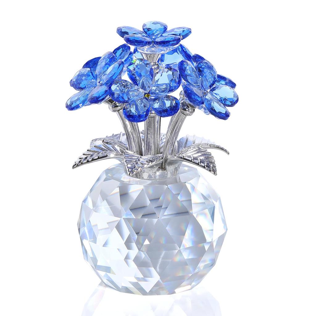 Blue K9 Crystal Forget Me Not Crystal Flower Perfect for Wedding or As a Gift for Friends or Sisters Figurine, Women's Birthdays, Anniversaries,
