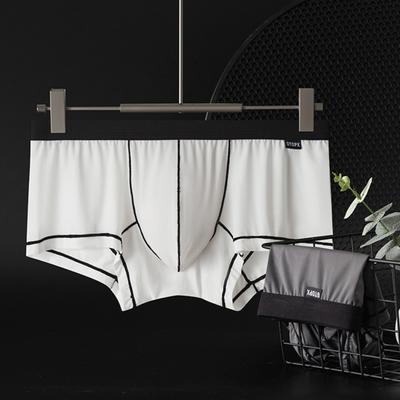 Boxer da uomo Intimo estivo Patchwork Colore U-Convesso Slip boxer sottile in seta di ghiaccio Mutandine traslucide senza traccia sexy