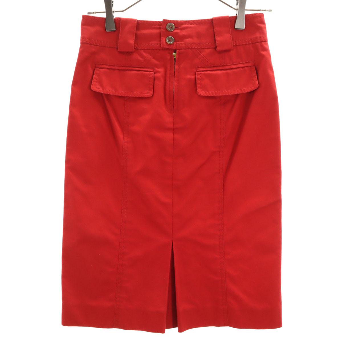 

LOUIS VUITTON Made in France Mimole length Tight Skirt 34 Red Women Used