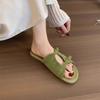 French retro Korean silver slippers women's summer outer wear holiday new one-word sandals seaside beach flat sandals