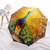 1 PC Automatic Folding Umbrella - Peacock Pattern, Portable & Foldable Design with 8 Ribs, Christmas Birthday Gifts