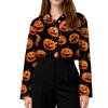 Women’s Halloween Print Button Down Long Sleeve Fit Shirt Turn Down Collar Top for Casual Daily Wear