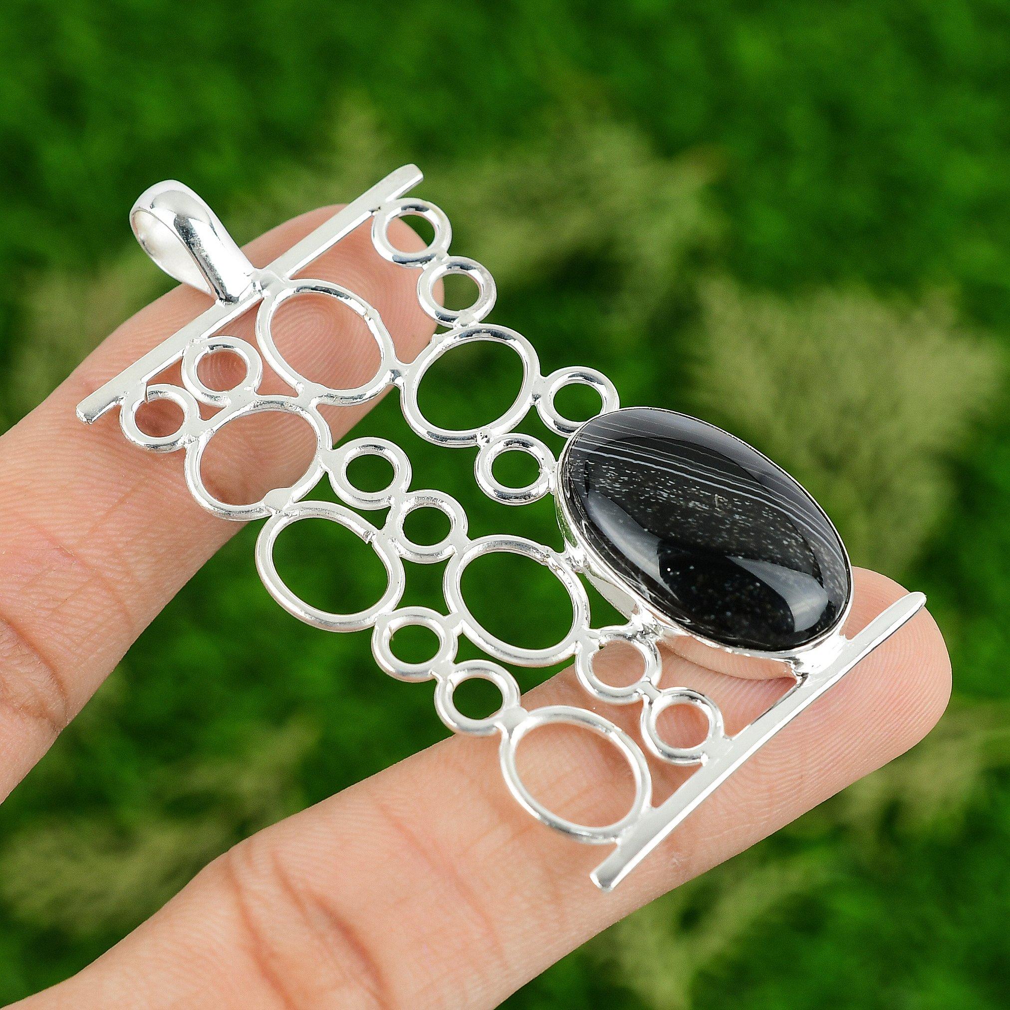 

Sterling Silver Oval Sardonyx Stone Bezel Sister Engagement Wedding Boho Pendant