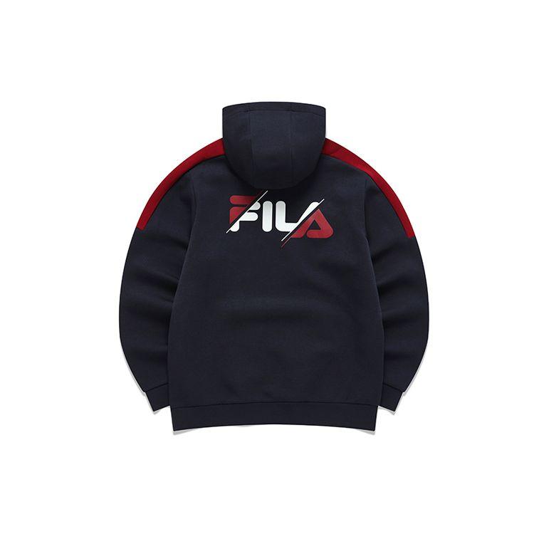 Fila Athletics Logo Embroidered Color Block Sports Hoodie Men Hoodies Royal-Blue A11M143213F-NV