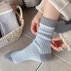 Wool Socks Children'S Color Matching Stacking Socks Season Velvet Thickened Warm Confinement Socks Contrasting Color Retro Medium Tube Socks Women