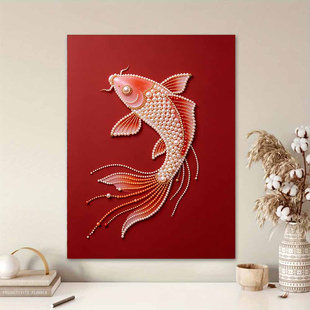 5D DIY Pearl Diamond Painting Kit Koi Fish Full Drill Embroidery Mosaic Art Home Wall Decor Gift