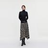 ELLE High-Waist Plaid Irregular A-Line Long Skirt