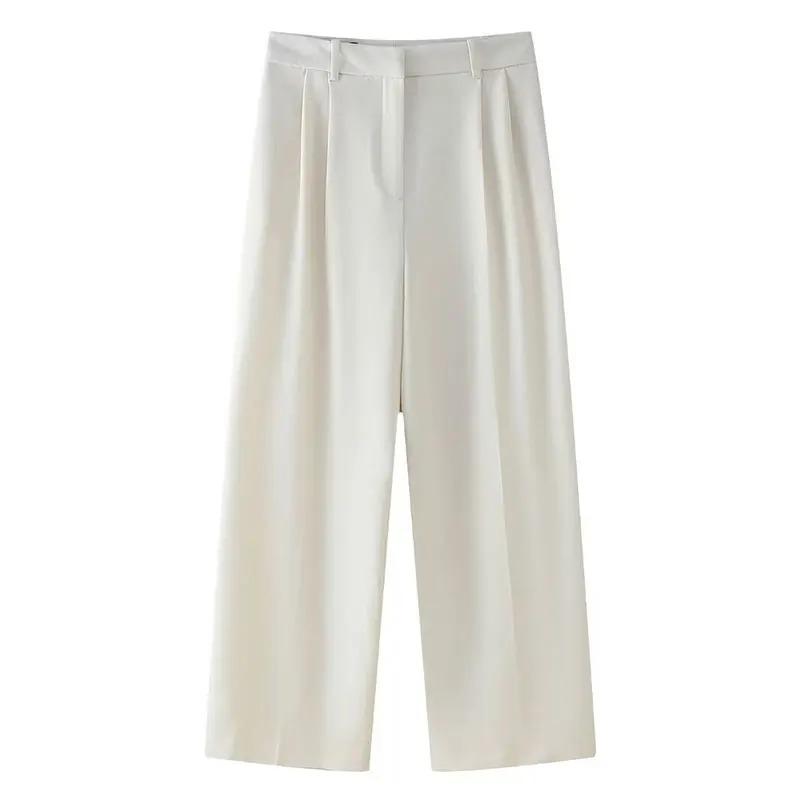 Sommerhosen-Set für Damen, Revers, ärmellos, kurze Weste, Top, schick, elegant, formeller Stil, Damen, weite Beine, lange Hose