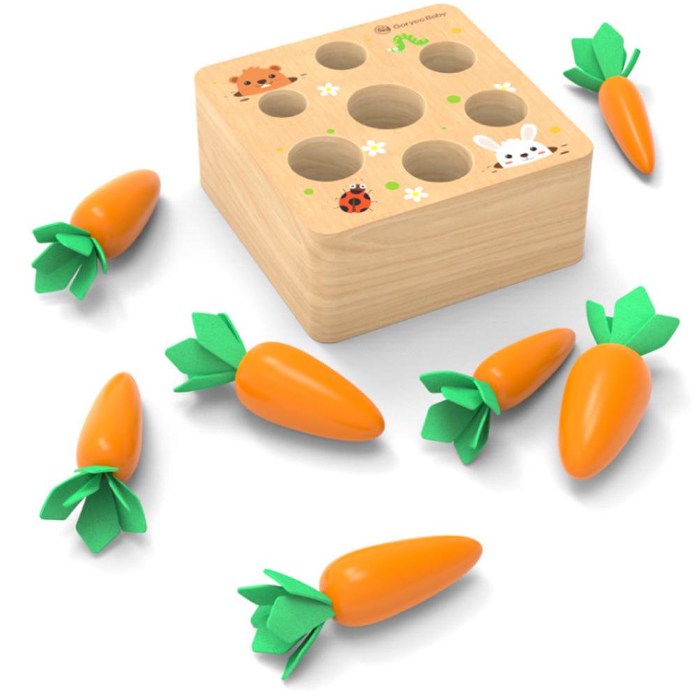 Wooden Pulling Radishes Toy Inserted Carrot Game Children Baby Education ToyPulling Radishes