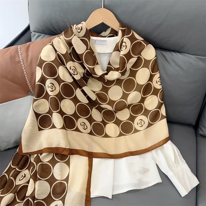 New Cotton Linen Scarf Versatile Printing Long Scarf Spring Autumn Korean Style Shawl Outerwear Warm Fashionable Women'S