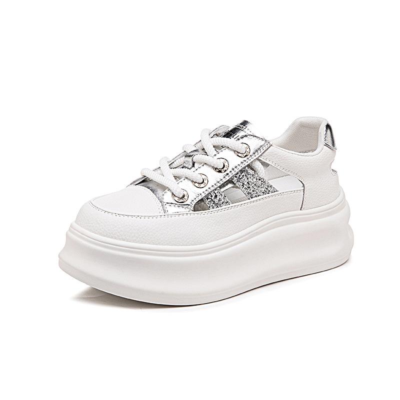Thick-soled Leather Hollow Board Shoes, New Summer Products Increase In Height, Small Mesh Breathable Sports and Leisure Sandals