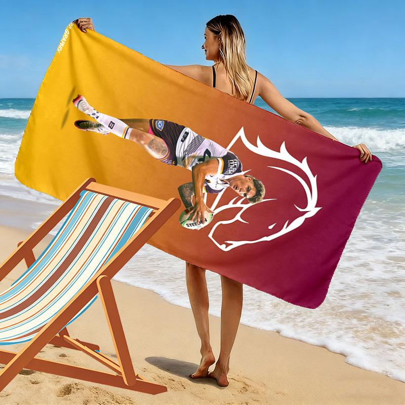 Brisbane Power Print Beach Towel, Large Soft Quick Dry Towel for Beach Camping Swimming