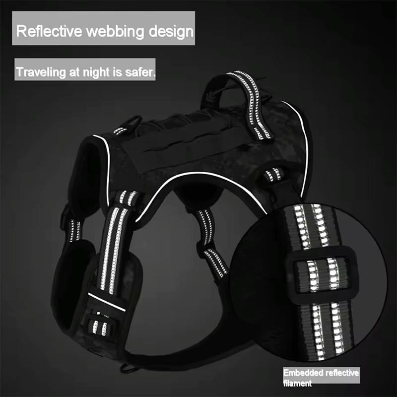 Reflekterende Hundesele Taktisk Trening Ingen Dra Middels Stor Hundevest Justerbar Sikkerhetsline Militær Løpe Kjæledyrseler