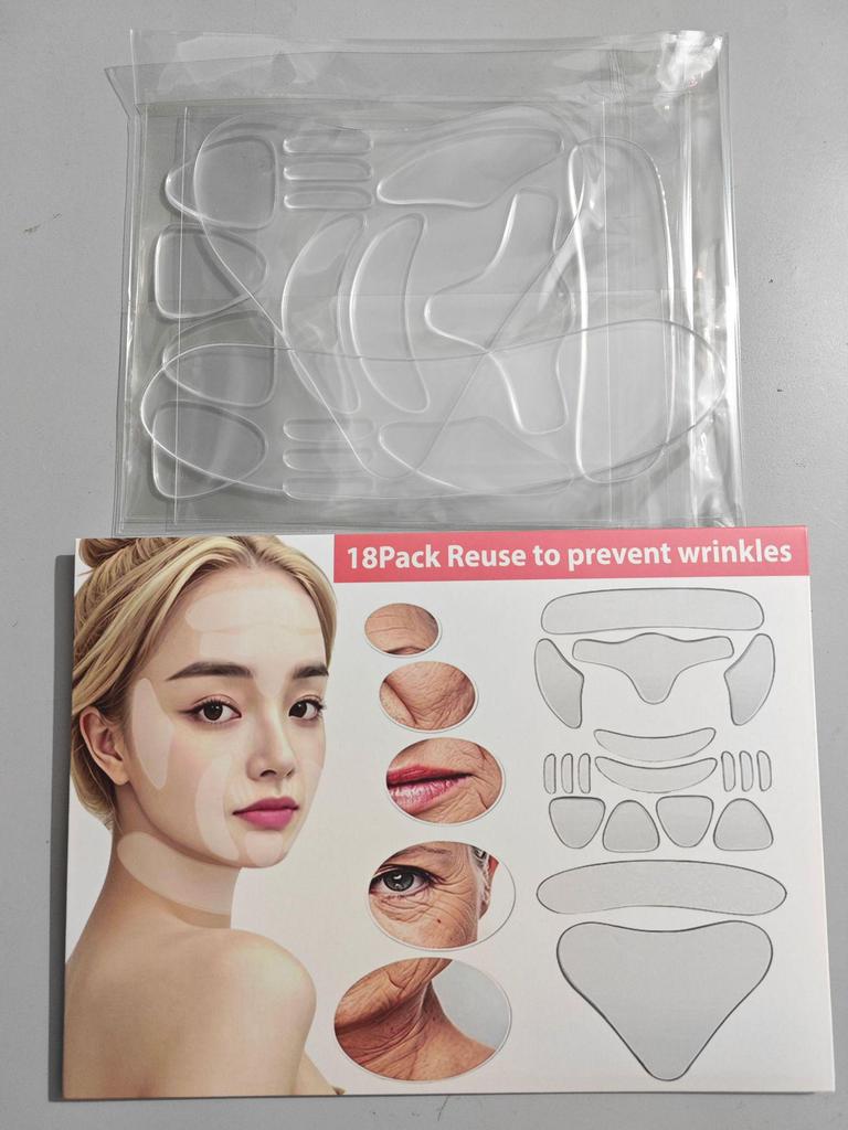 Reusable Silicone Anti-Wrinkle Patch Set: Neck, Forehead, and T-Shaped Breast (11 Pieces)