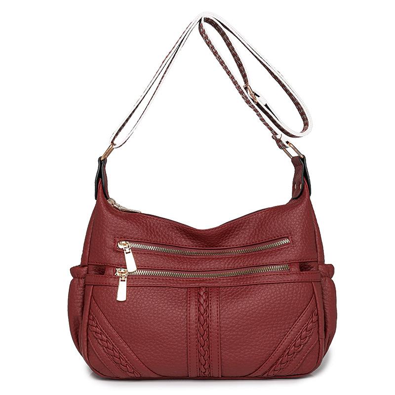 

Большая вместительная сумка через плечо из мягкой кожи, женская сумка через плечо красный