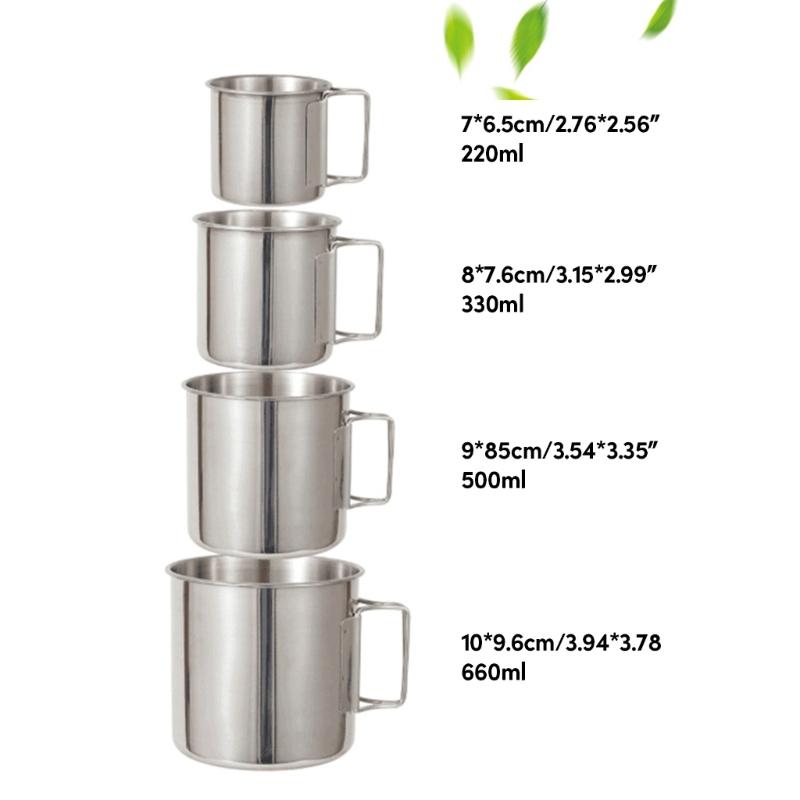 4Pcs Stainless Steel Camping Cup Coffee Wine Cup Outdoor Water Stackable Lightweight Camping Tableware Supplies