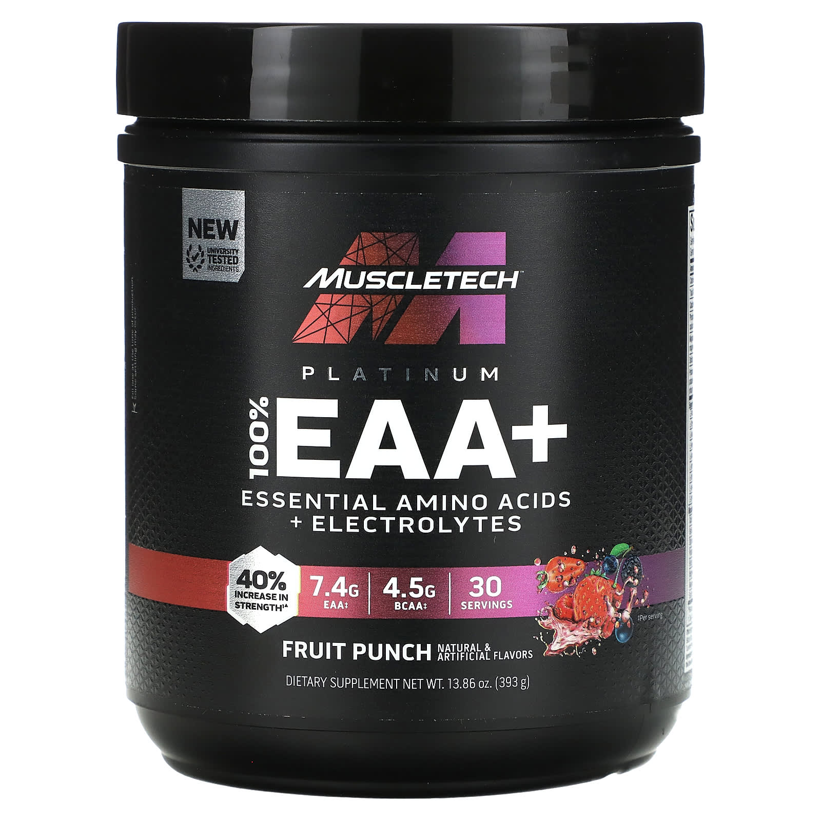 

MuscleTech, Platinum, 100% EAA+, Фруктовий пунш, 13.86 унцій (393 г)