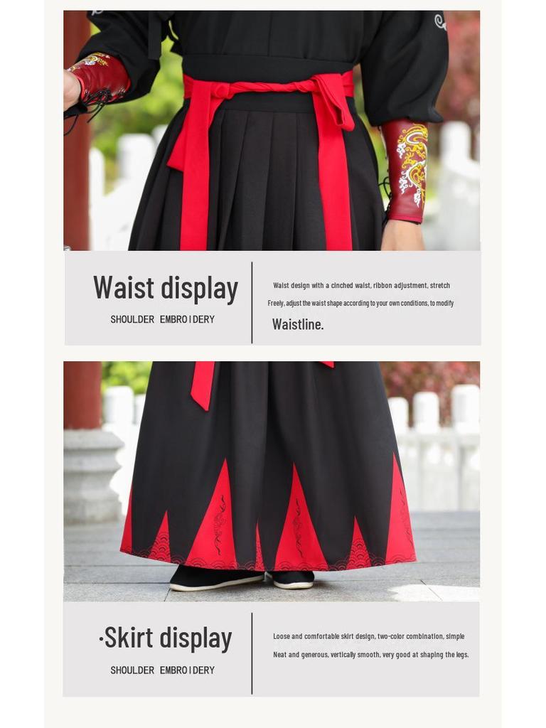 Black Plus Size Men's Crane Hanfu Set: Autumn/Winter Swordsman Scholar Outfit