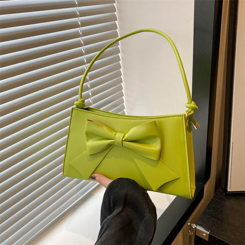 Sophisticated Bowknot Handbag For Women 2024 Summer Street Style Medium Crossbody Bag In Pu Leather