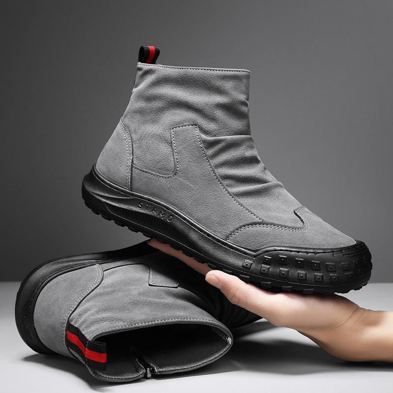 2025 Pánské semišové plátěné boty do poloviny lýtka: Odolná proti opotřebení, protiskluzová, stylová kůže pro jaro a podzim.