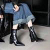 2025 autumn new pointed thick heel high heel temperament French fashion sexy beautiful women short boots