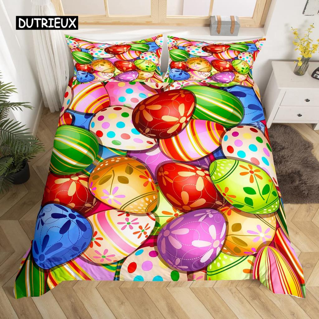 Kawaii Králičí Povlak na Peřinu Roztomilý Mazlíček Zvíře Povlak na Přikrývku Boho Květinový Velikonoční Vajíčka Ložní Set Šťastné Velikonoce Dárky pro Dívky Teenagery
