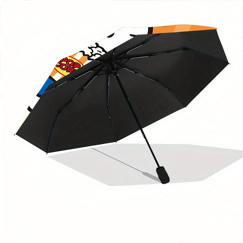 Popcorn Hello Kitty Durable Cartoon Folding Umbrella, Portable 3-Fold Compact Umbrella for Men and Women, Suitable for Travel or Daily Use.Y082