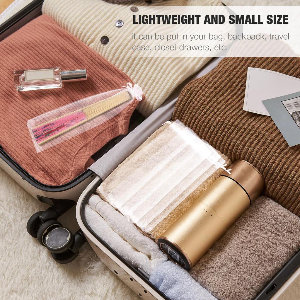 VORCOOL Organza Kordelzugbeutel für Set von Netz-Aufbewahrungsbeuteln, Perfekt für Geschenke und kleine Schmuckdosen x Fächer, 50, Weiß, Kordelzug,