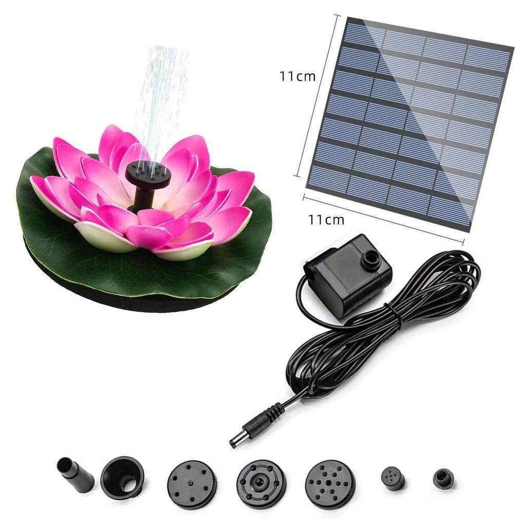 Solar Fountain Floating Landscaping Outdoor Water Feature Garden Fountain Pool Water Feature, Lotus Leaf Flower Model, Combination Fountain