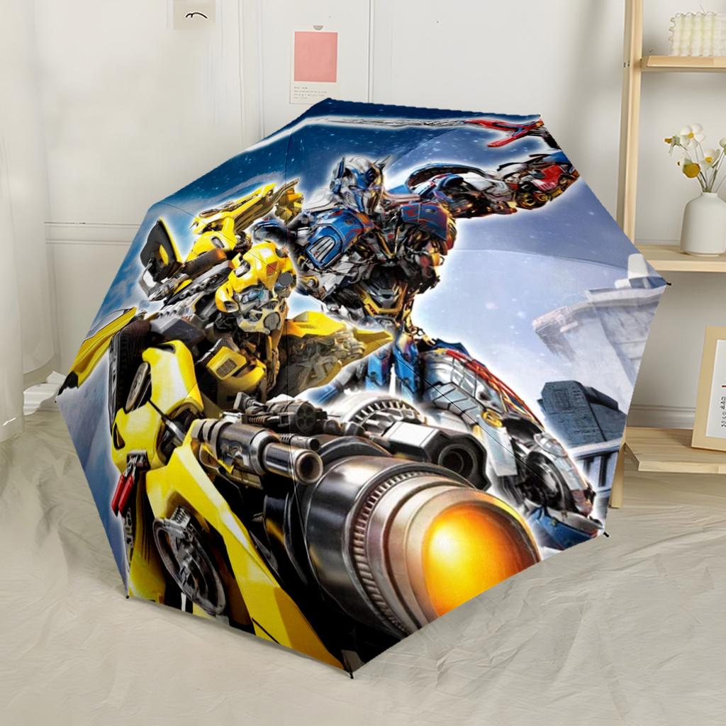 Transformers Optimus Prime Battle Scene Outdoor Automatic Umbrella Compact 8 Rib Design Foldable Design Outdoor Daily Use Vibrant Pattern Umbrella