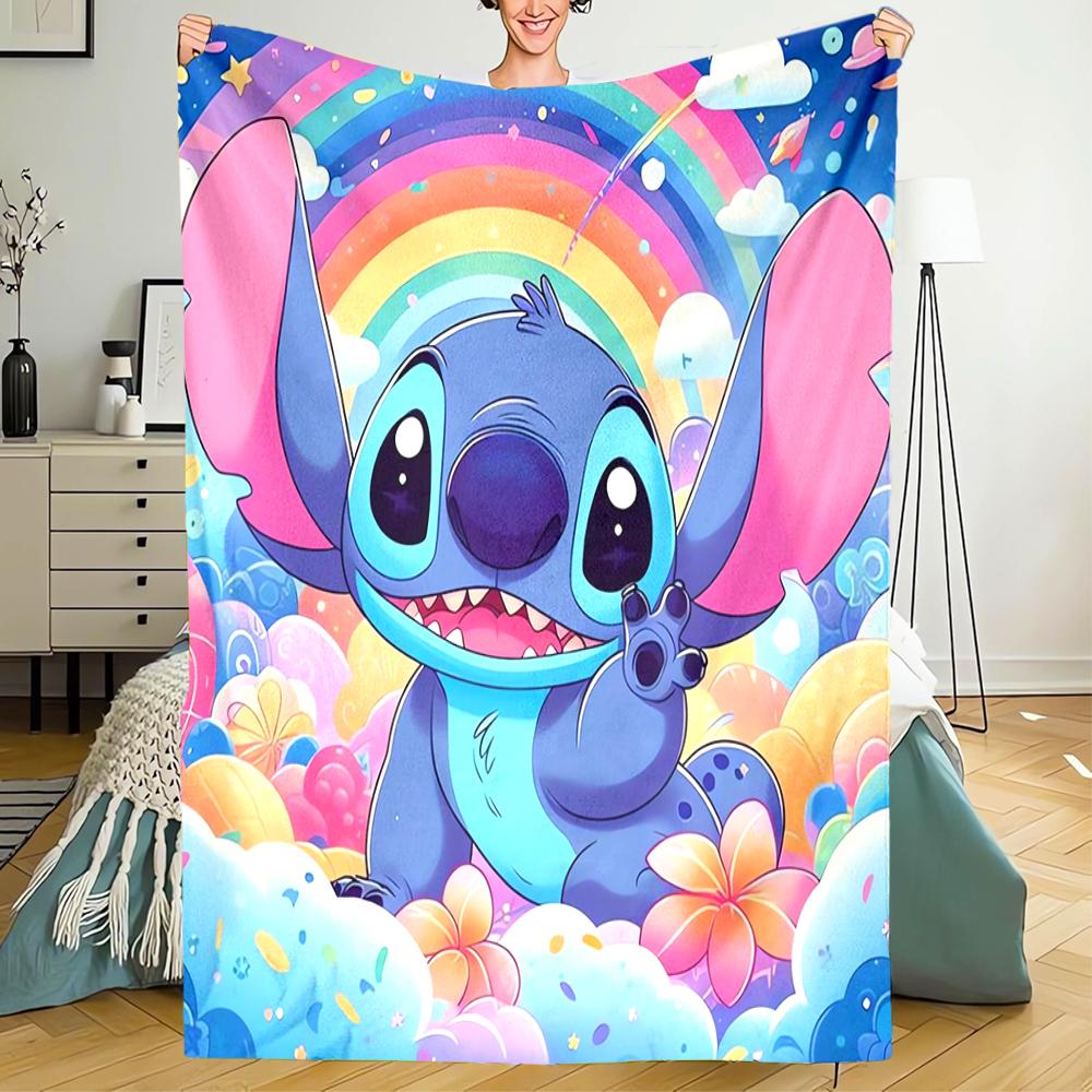 Stitch Theme Printed Blanket - Perfect for Couch, Bed, Travel & Outdoor Use | Machine Washable, Cozy & Durable.