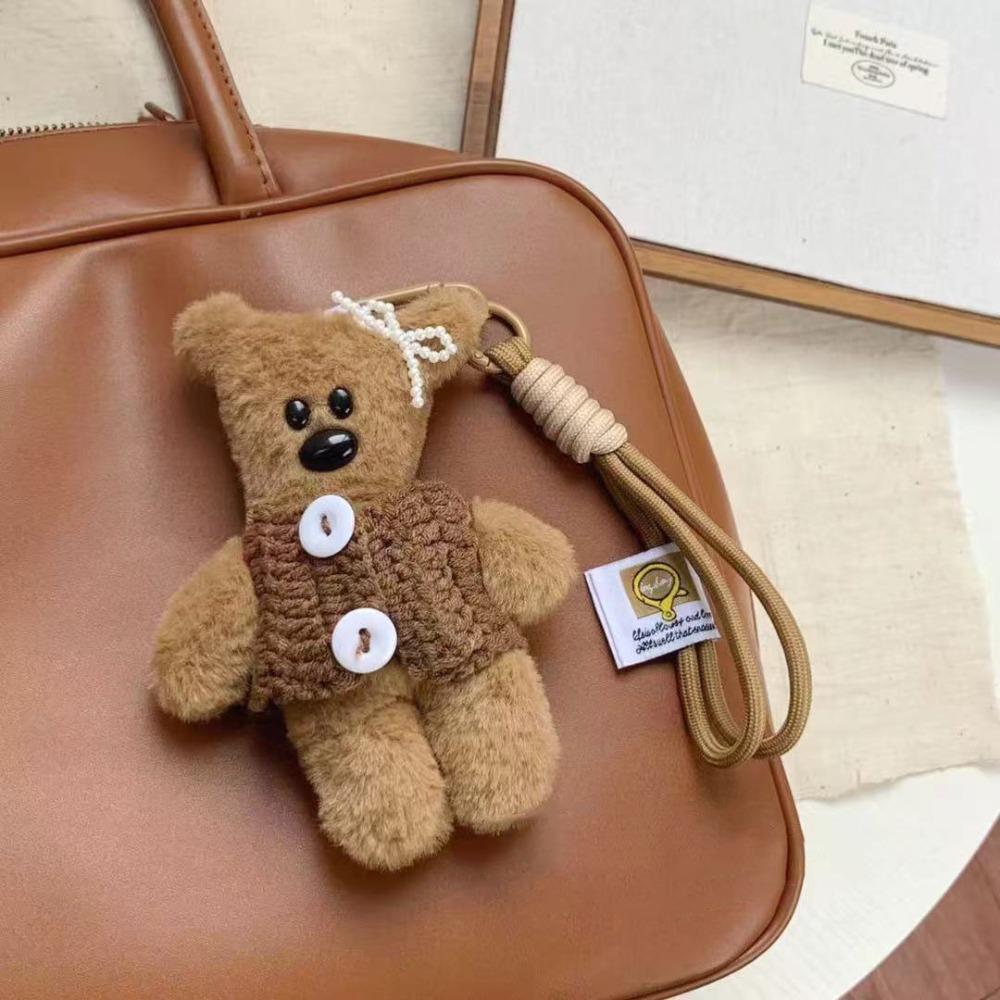 Cute Soft Bear Bag Charm Brown Bag Hanging Cartoon Keychain Cartoon Handmade Craft Keychain Bag Decoration