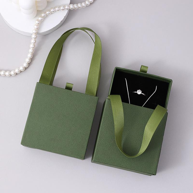 Portable Jewelry Packaging Box Earrings Necklace Ring Pendant Storage Organizer Case Wedding Gift Box Paper Drawer Jewelry Box
