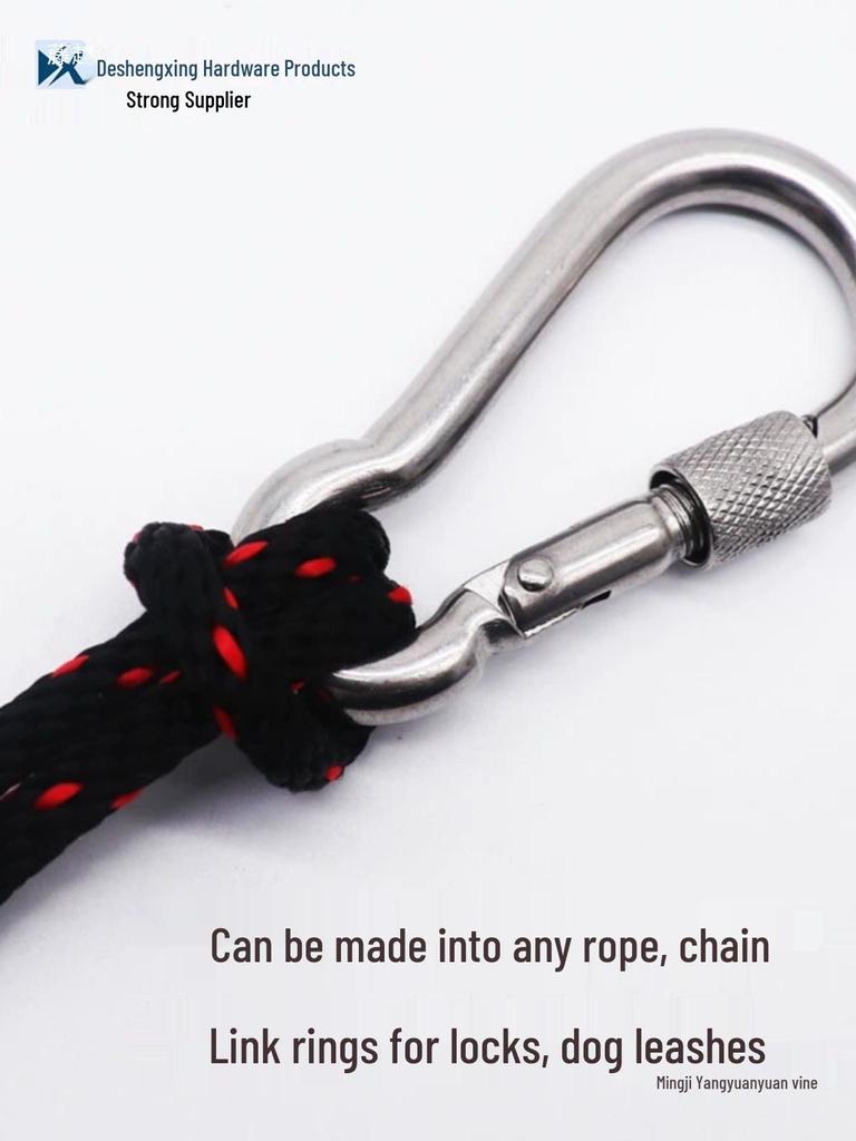 304 Edelstahl Karabinerhaken mit Schloss & Buchse für Schlüsselanhänger/Hundeleine