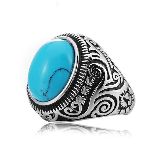 Natural Tiger Eye Rings Men Women Retro Flower Engraved  Big Stone Ring Fashion  Jewelry