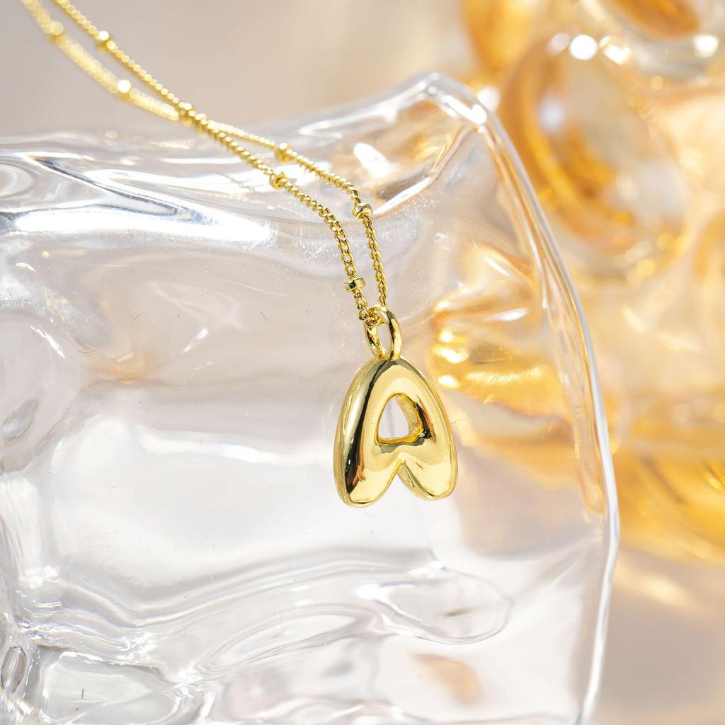 European & American Trendy 18K Gold Plated Cute Balloon Party Letter Necklace