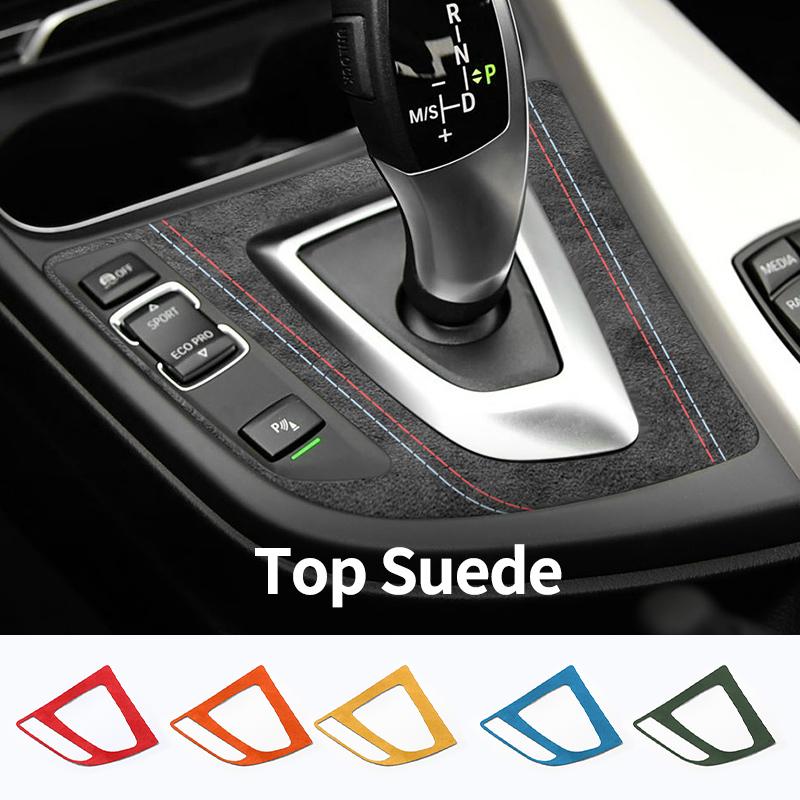 Top Suede For BMW F30 F34 (2013-2018) F36 (2014-2019) Gear Shift Panel Trim Frame Sticker Anti Scratch Car Interior Accessory