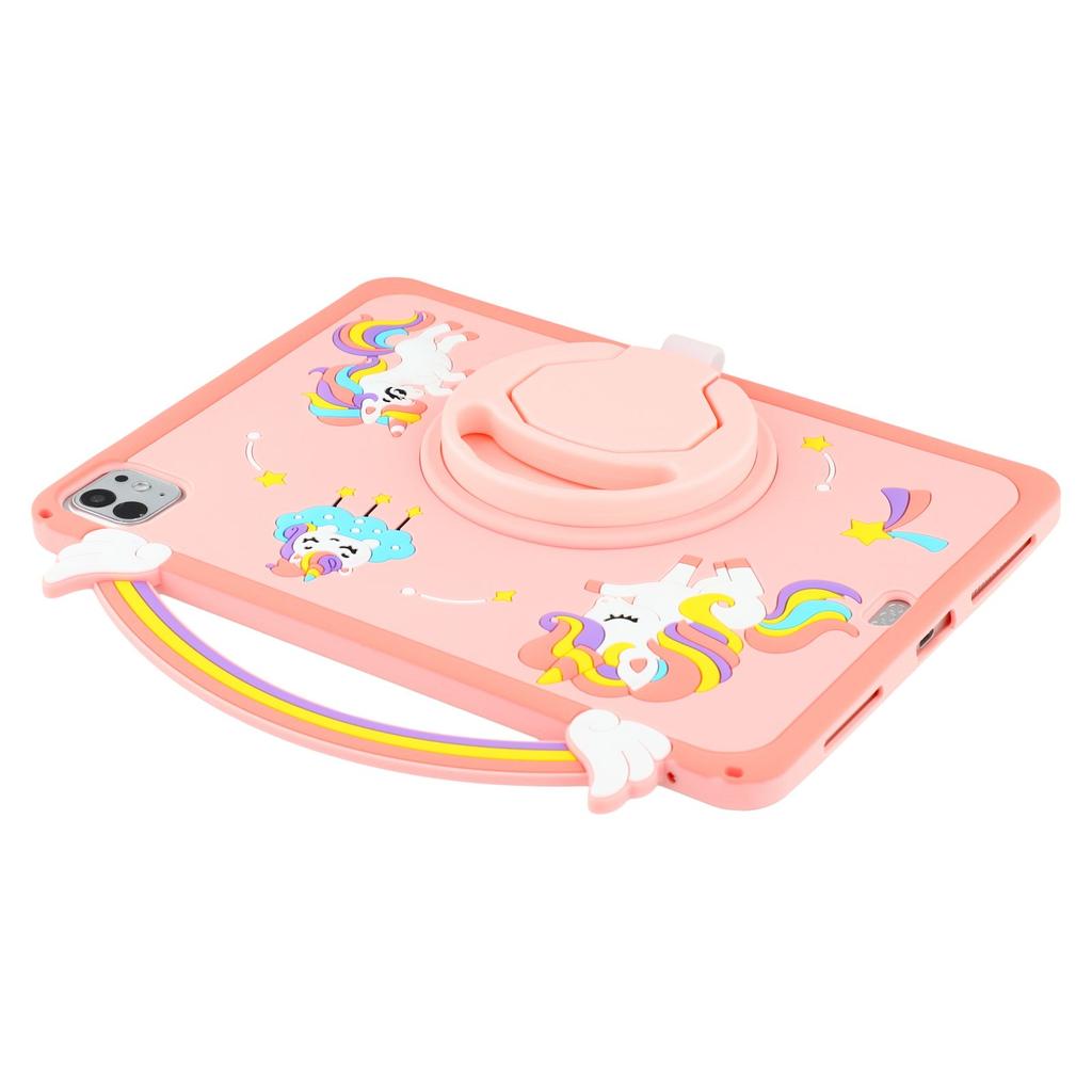 Tablet Case For iPad Air 11 /(2024)/Pro 11 /11 (2024)/(2022)/(2021)/(2020)/(2018)/Air (2022)/(2020) Handle Rotating Kickstand Unicorn Silicone Cover