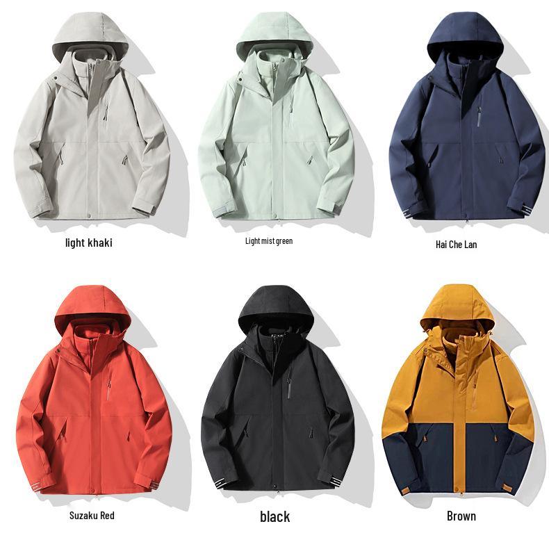 Unisex Mountain Hard Shell 3-in-1 Ski Jacket: Windproof & Waterproof Winter Set for Skiing and Fishing.